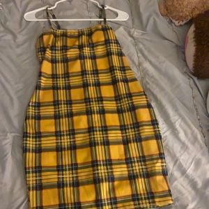 Yellow plaid dress